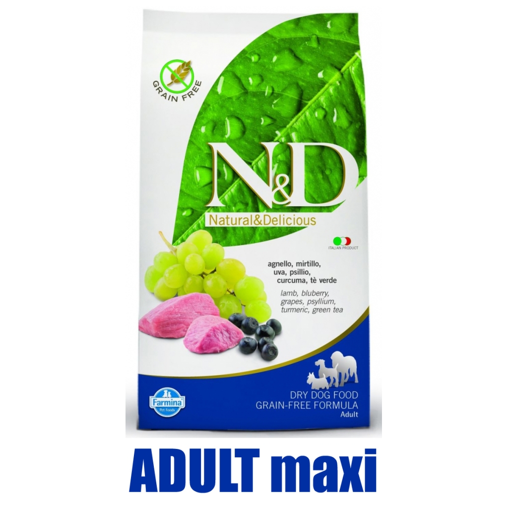 N&D Grain Free DOG Adult Maxi Lamb & Blueberry 12kg (jehně s borůvkami)
